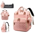 thumbnail image 1 of Bolsa de pañales con cambiador, mochila impermeable 3 en 1 para pañales de bebé con cambiador plegable, mochila de viaje grande para bebé niña, rosa melocotón, 1 of 5