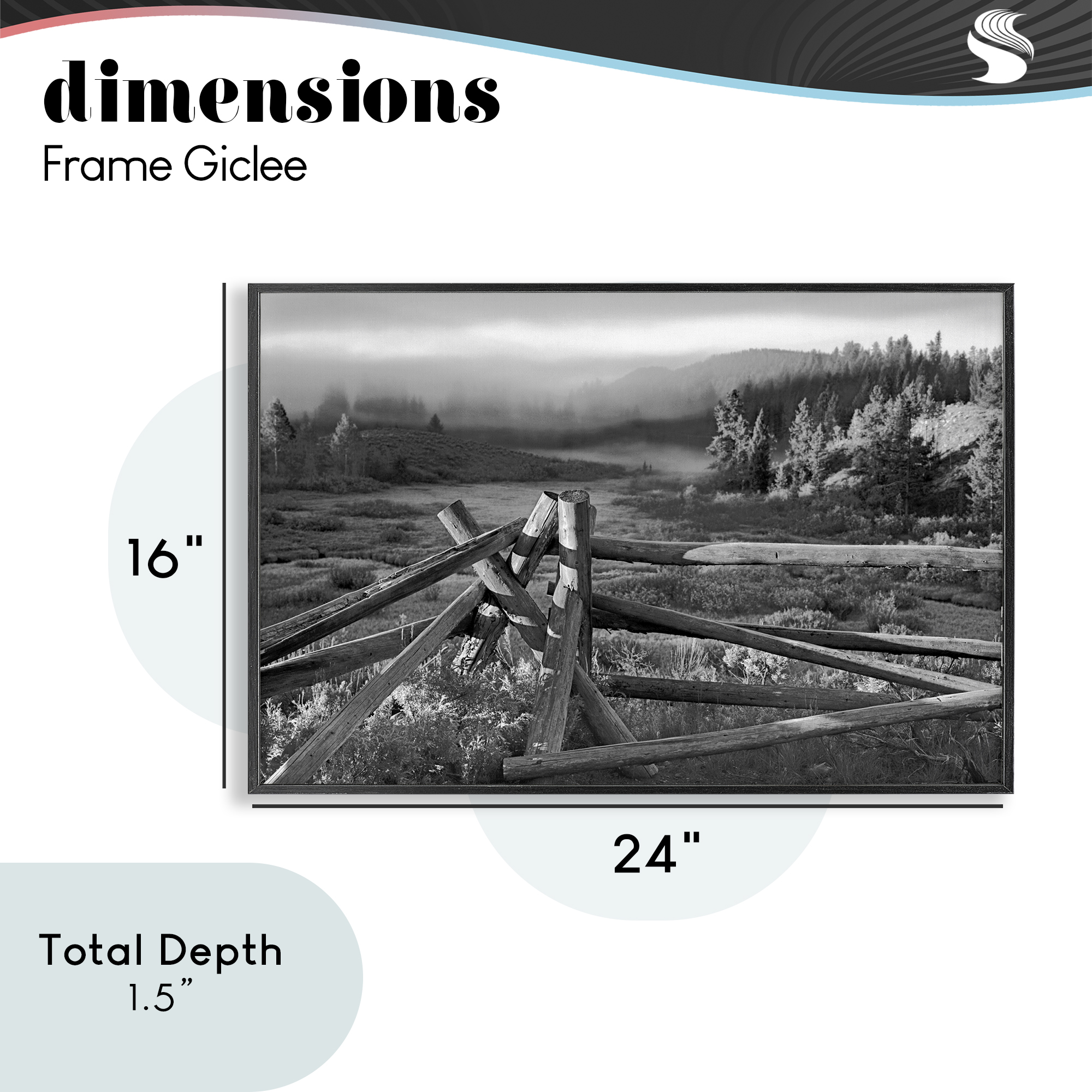 Grand Tetons Fence Beyond Black Framed Giclee Art, design by MJ Photography