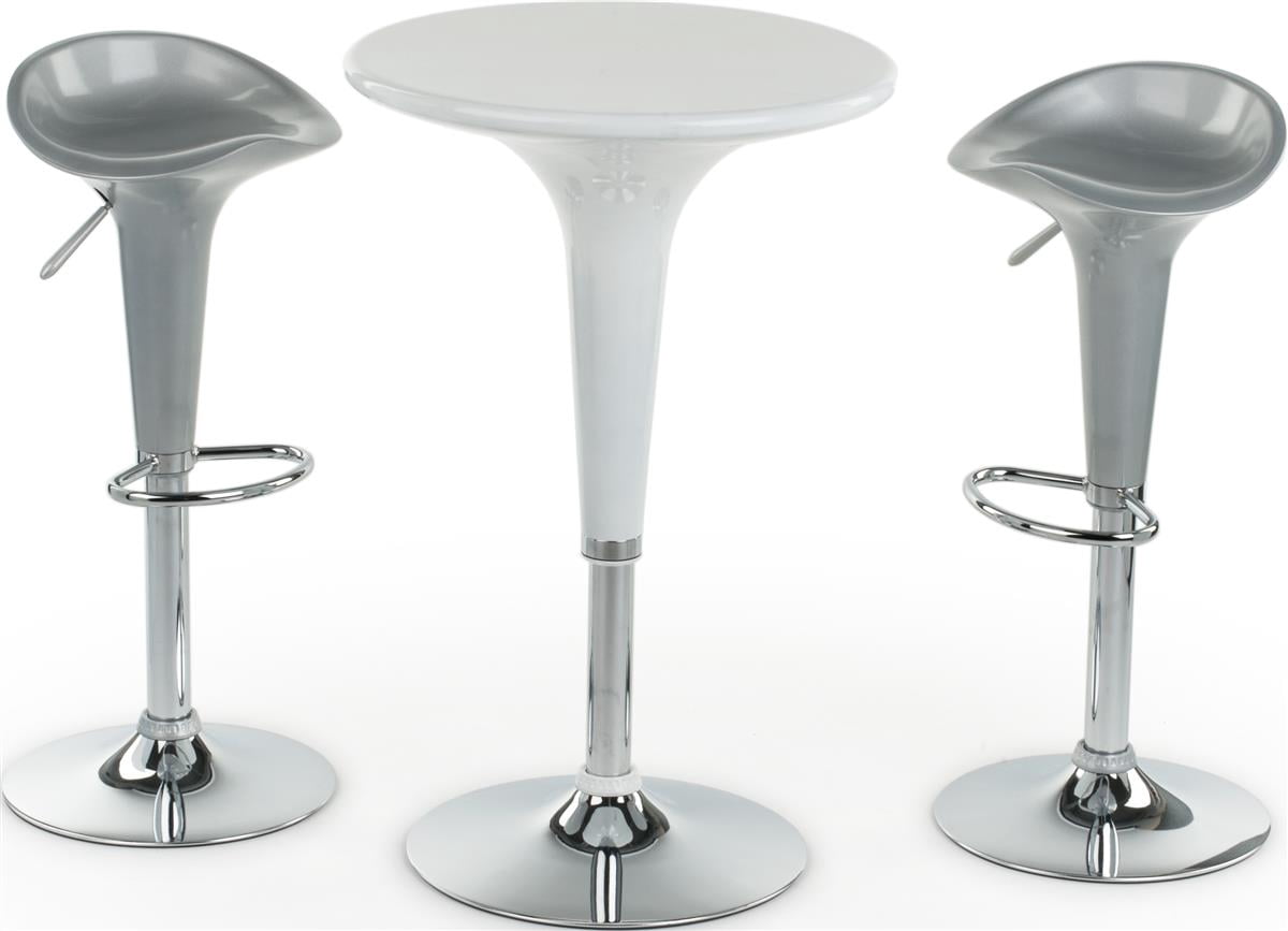 3-Piece Stool Table Set, 24-inch Round Table with 2 Backless Barstools ...