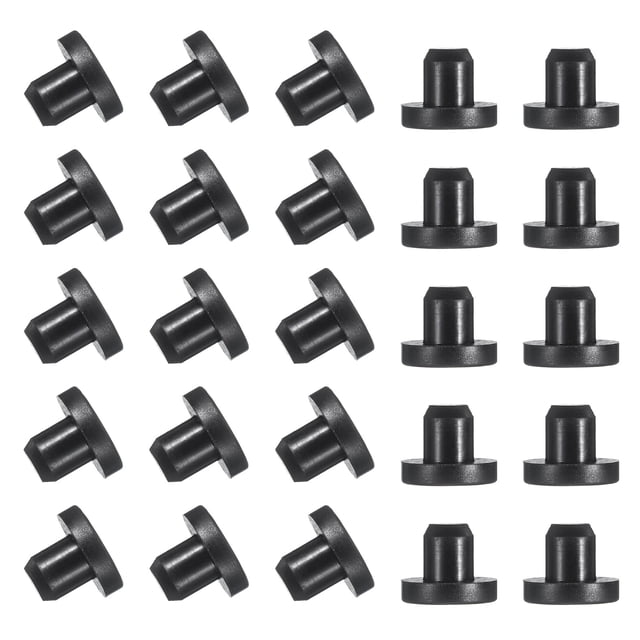 Uxcell 25 Pcs Tapón de Silicona en Forma de T, Diámetro 8.5 mm/0.33 Pulgadas, Tapón de Silicona Impermeable Reutilizable, Tapón Redondo de Sellado para Agujeros de Equipos, Negro