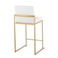 thumbnail image 4 of Fuji Contemporary High Back Counter Stool In Gold Steel And White Velvet - Set Of 2, 4 of 7