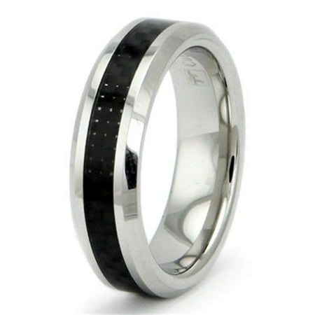 EWC R60010-110 Cobalt Chrome Ring with Black Carbon Fiber Inlay - Size 11