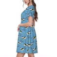 thumbnail image 2 of Fotbe Dolphin Lovers Vestido Largo de Moda para Mujer, Vestido Tipo Camiseta con Manga Corta y Estilo Casual a Rayas y Bloques de Color, 2 of 6