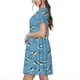 thumbnail image 2 of Fotbe Dolphin Lovers Vestido Largo de Moda para Mujer, Vestido Tipo Camiseta con Manga Corta y Estilo Casual a Rayas y Bloques de Color, 2 of 6