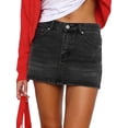 thumbnail image 5 of Black Denim Mini Skort Skirt Stretch Mid Waist Y2K Casual Jean Skort For Women, 5 of 5
