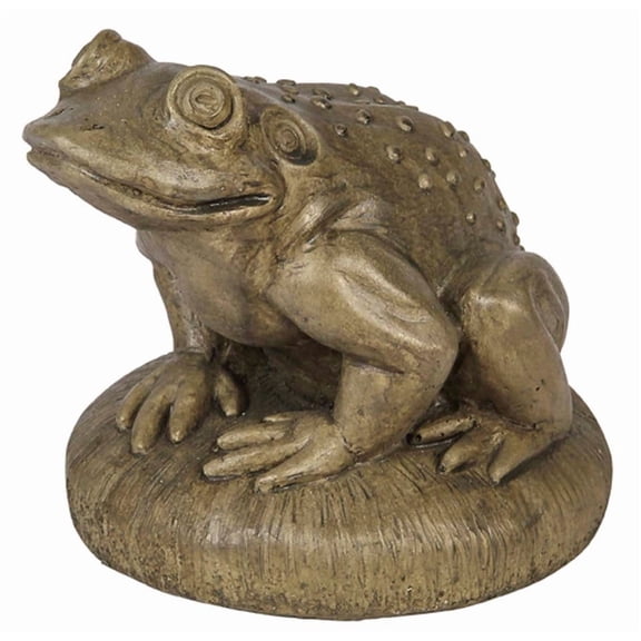 Solid Rock Stoneworks Small Frog, 6" Tall Concrete Statue, Aged Pine Color