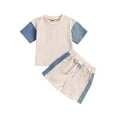 thumbnail image 1 of felwors Baby Boy Summer Clothes Outfit Color Block T-shirt Shorts Set Toddler Checkerboard Clothes, 1 of 7