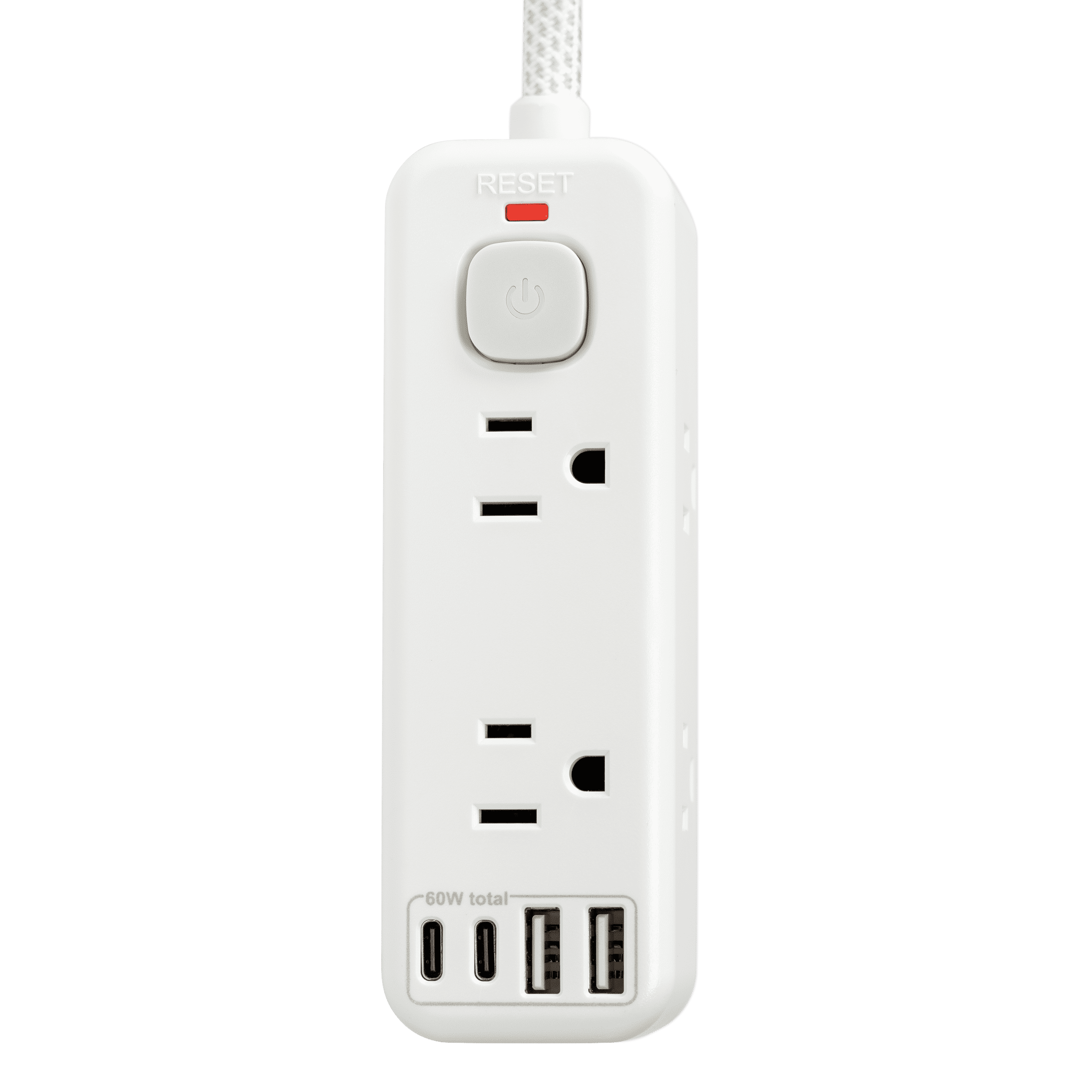 Hyper Tough USB Power Strip, 6ft Extension Cord, 6 Outlet, USB-A, USB-C, 900J Surge Protector, White