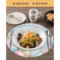 thumbnail image 3 of 13 Inch Round Placemats Set of 4, Easter Non Slip Heat Insulation PP Table Mats, Country Spring Bunny Eggs Botanicals Wooden Plank Washable Place Mats for Kitchen Dining Party Table Decor, 3 of 7