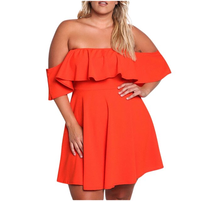 Sexy sur la Robe d'Épaule pour les Femmes d'Été Volants Robe de Soirée Élégante