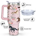 thumbnail image 3 of Pink Watercolor Horse 40 Oz Tumbler with Handle Lid and Straw, Stainless Steel Double Walled Vacuum Insulated Cup, Cute Anniversary Wedding Birthday Gifts Tumbler for Women Men Friends Outdoor Indoor, 3 of 7