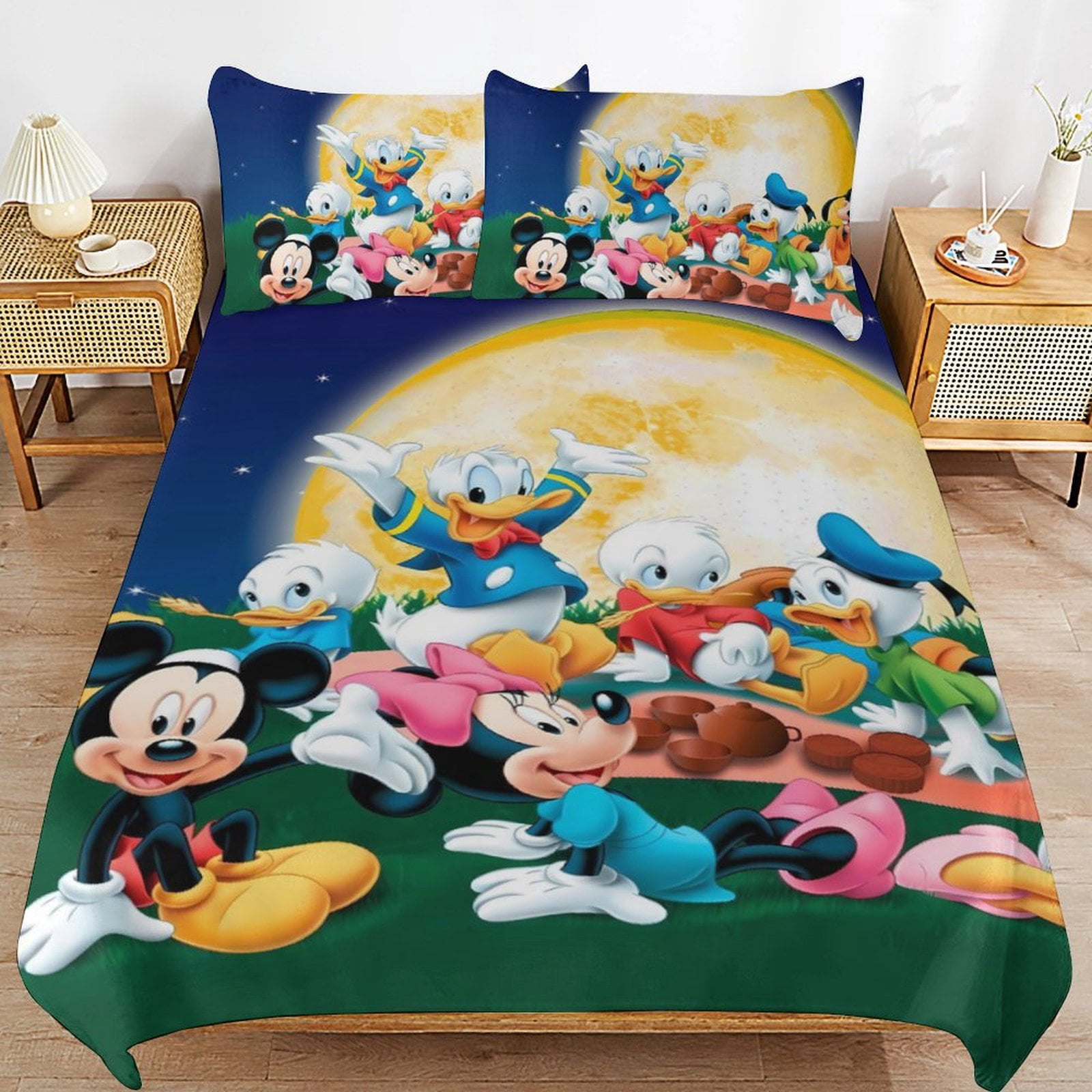 Cartoon Mouse 3-Piece Bedding Set, Printed Quilt Set Twin Size, Full Size,Queen Size,King Size,for Men Women Children Boy Girl Teen Kids (1 Duvet Cover, 2 Pillowcases) Bed Set 79"x90"