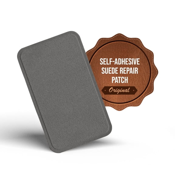 Instant MastaPlasta Suede Premium Repair Patch - Gray Suede - 4in x 2.4in (20cm x 10cm) - Self-Adhesive Suede Upholstery-Quality Patches for Sofas, Car Interiors, Bags, Shoes & More