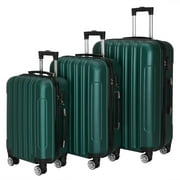 Zimtown 3 Piece Nested Spinner Suitcase Luggage Set With TSA Lock Dark Green