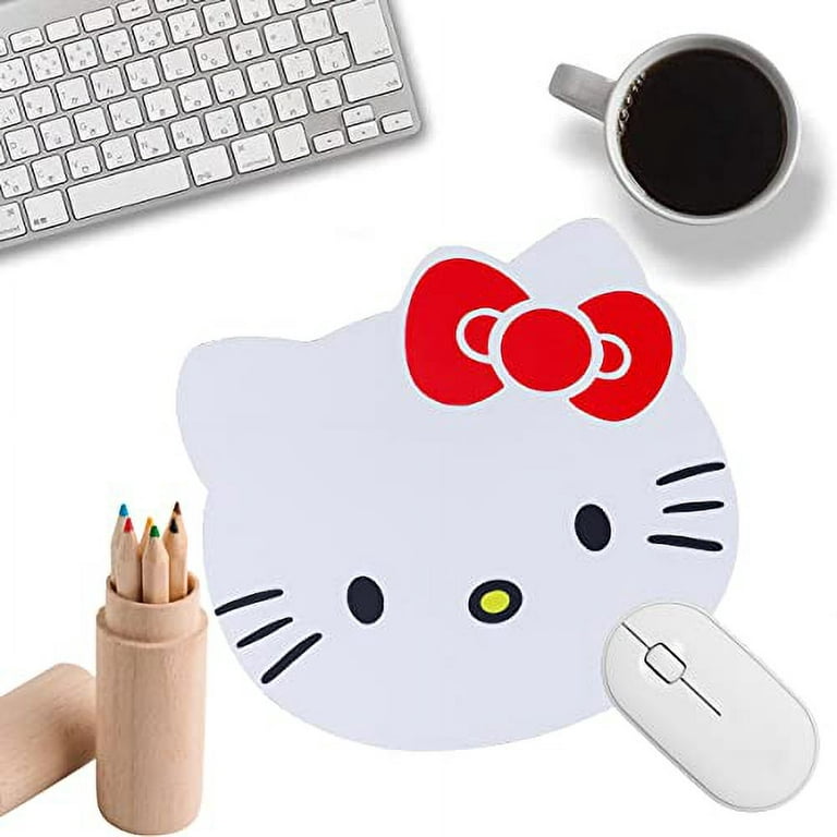 NTSEOT Hello Kitty Cute Mouse Pad for Computer Laptop Accessories for  Women, Kawaii Office Desk Decor Stuff (White)