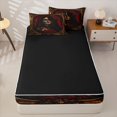 thumbnail image 4 of Manfei Gothic Sugar Skull Zipper Full Size Comforter Sets with Fitted Sheet and 2 Pillowcases, Halloween Romantic Floral Rose Zipper Bedding Set, Gold Red Black,Black Reversible,4-Piece, 4 of 6
