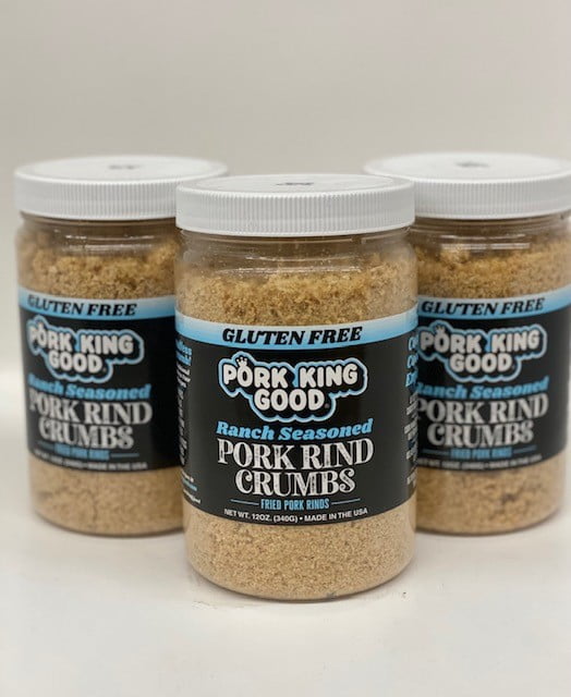 Pork King Good Pork Rind Crumbs 3 pack (12 oz jars) Ranch Crumbs
