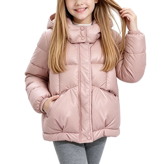 FAIWAD Girls Winter Coat Warm Puffer Zip up Jacket with Hood Thermal Windproof Outerwear
