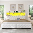 thumbnail image 6 of Romorgniz Queen Size Platform Bed Frame with 4 Storage Drawers & 2-Tier Storage Shelf &LED Light,Beige, 6 of 9