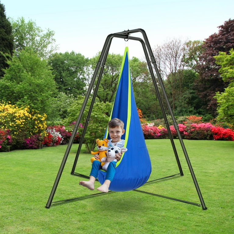 Sensory Swing with X-Shaped Stand, Hammock Stand with Kids Pod