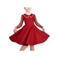 thumbnail image 1 of Robe Fille Rouge en Maille Transparente Longue Perle Coton Festival Noël 8 Ans, 1 of 6