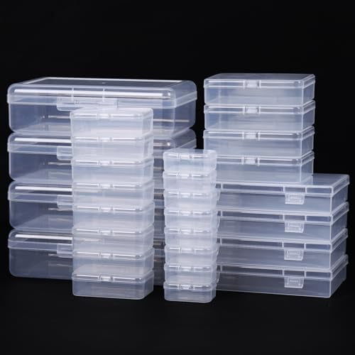 28 Pack Small Storage Containers Mixed Sizes Clear Plastic Boxes Craft Organizers Rectangular Bins with Lids for Small Items Bead Art Craft Jewelry Projects$$Art & Craft
