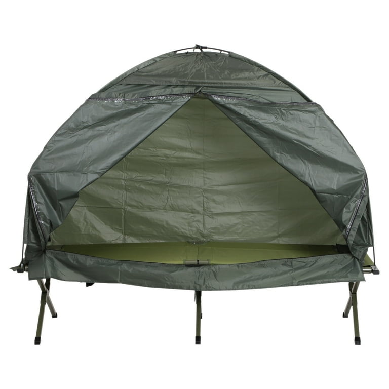 Outsunny 1 Person Compact Pop Up Portable Folding Outdoor Elevated Camping Cot Tent Combo Set
