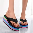 thumbnail image 2 of Fukaraa Women Rainbow Sole Flip Flops Platform Wedge Casual Outdoor Comfortable Non Slip Sandals, 2 of 9