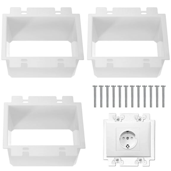 3 Pcs Electrical Box Extenders, BE2 Electrical Outlet Box Extenders with 12 Screws, 2-Gang Electrical Power Box Extensions, Power Switch Receptacles Accessories, White