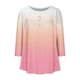 thumbnail image 4 of RXIRUCGD T-shirt Imprimé Décontracté d'Été pour Femmes Manches Trois-Quarts Col Rond Froncé Blouse, Rose, Taille : S, 4 of 4