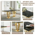 thumbnail image 4 of 70" Rectangular Faux Marble Dining Table, Diamond-Design Stainless Steel Pedestal and Marble-Style Top, for Dining Room or Office, 4 of 7