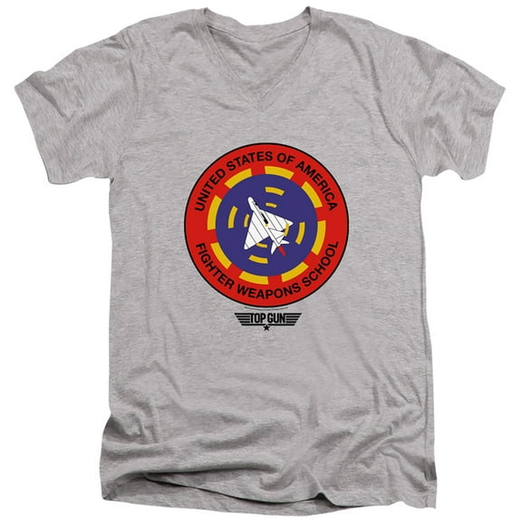 Top Gun Fighter Weapons School Unisex Adult V-Neck T Shirt for Men and Women, Athletic Heather, X-Large