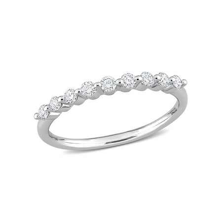 1/3 Carat T.G.W. Lab Created Diamond Platinum Plated Sterling Silver Semi-Eternity Ring