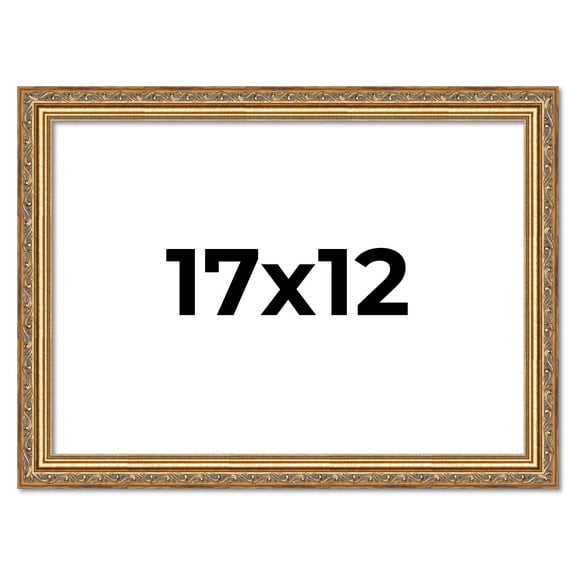 17x12 Frame Gold Solid Wood Picture Frame Width 1.25 Inches | Interior Frame Depth 0.375 Inches |