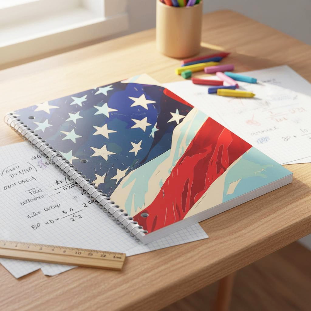 Pen+Gear College Ruled 1-Subject Notebook, 8" x 10.5", Multicolor Flag, 80 Sheets