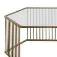 thumbnail image 2 of Mirrored Top Hexagon Coffee Table With Vertical Line Metal Base Champagne and Clear - Saltoro Sherpi, 2 of 5