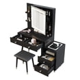 thumbnail image 4 of Smuxee Modern Vanity Table Set with LED Mirror and 2 Shelves,4 Drawers,Bedroom Dressing Table,Black, 4 of 7