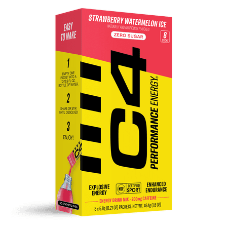 C4 Performance Energy Powder Mix Strawberry Watermelon Ice, 8 Pack