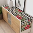 thumbnail image 4 of Christmas Table Runner 120 Inches Long Farmhouse Dress Scarves, Winter Poinsettia Berry Black White Plaid Dining Tablerunner for Coffee Table/Kitchen Island/Party Décor, 13" x 120", 4 of 8