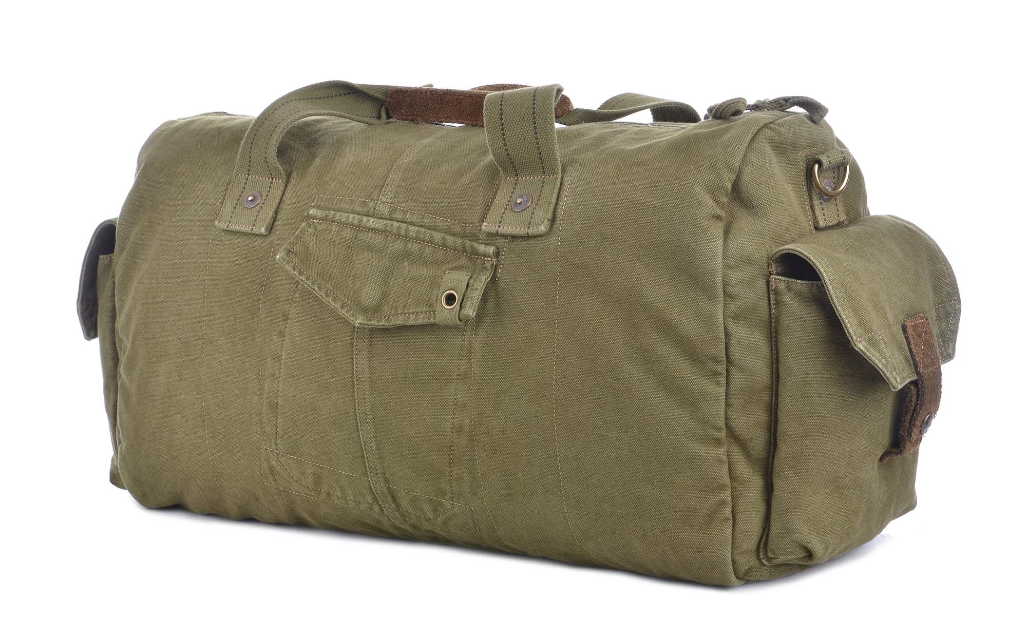 Gootium Vintage Canvas Duffle Bag Travel Tote Weekend Holdall Sports Gym Bag, Army Green ...
