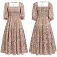thumbnail image 4 of IBTOM CASTLE Mommy and Me Matching Dresses Floral Printed Ruffled Lantern Sleeves A-Line Long Dress Mom Daughter Matching Outfits 11-12 Years Coffee Leopard, 4 of 8