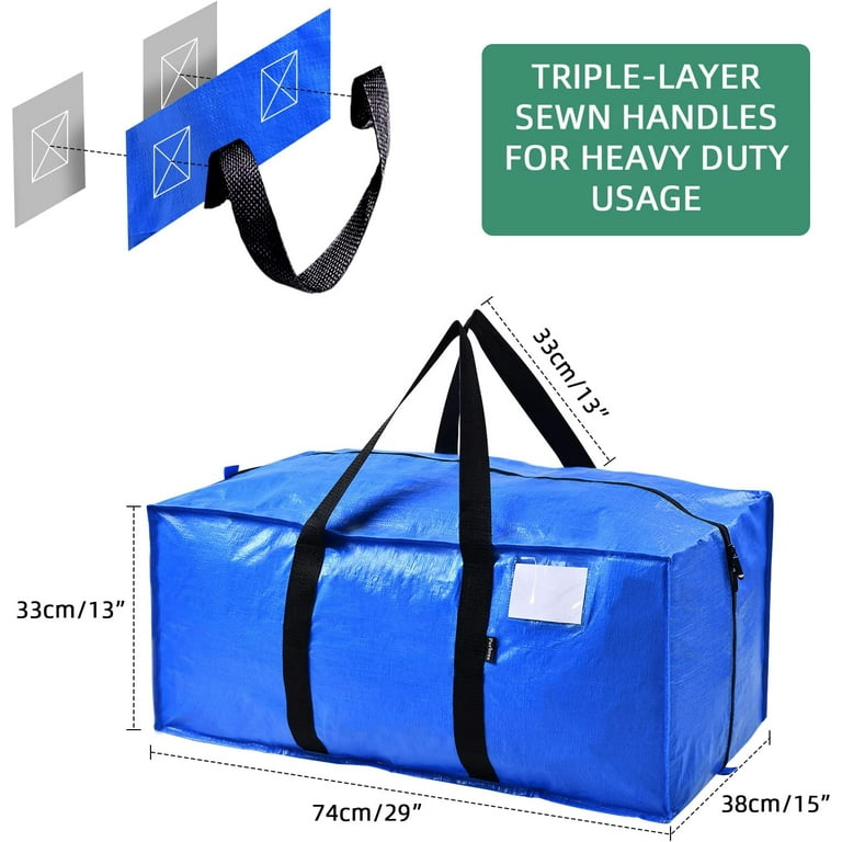EFISH Moving Bags Heavy Duty Extra Large with Strong Handles Backpack Straps & Zippers,Blue Moving Totes,Packing Bags for Moving,Heavy D, Women's