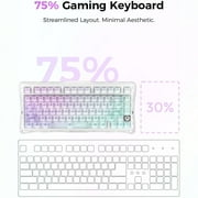 GravaStar Mercury K1 Lite 75% Gaming Keyboard, 2.4GHz/BT/Wired Tri-Mode Wireless Mechanical Keyboard with Responsive Keystrokes & Modern Gradient Design for Gaming Enthusiasts -Crystal Aurora