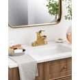 thumbnail image 2 of Wowow 4 in. Centerset Single Handle Low Arc Bathroom Faucet with Lift Rod Drain Assembly Included in Gold, Rv Lavatory Taps 3 Hole, 2 of 8