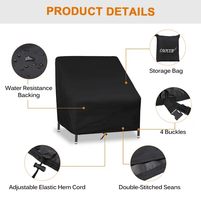 Adirondack Chair Covers Waterproof 2 Pack Patio Chair Covers Patio Chair Covers for Outdoor Furniture Fits up to 35W x 39D x 31H Inches Black