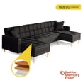 thumbnail image 2 of Sala Modular Doble Chaise Makora Travis con Memory Foam Color Negro Lino Respaldo Reclinable de 3 Posiciones, 2 of 8