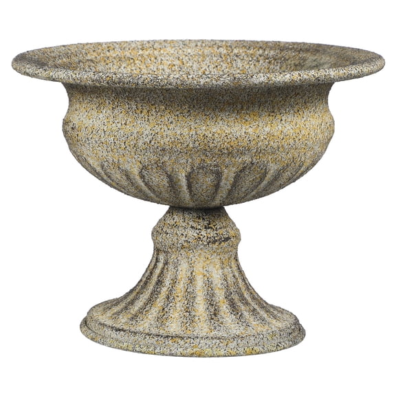 TEHAUX Distressed Metal Pedestal Flower Vase for Dry Flower Arrangement and Elegant Home Decor