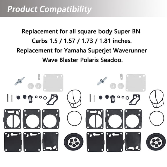 2 Pack Carburetor Carb Rebuild Kits Fit for Polaris Seadoo 650 717 720 787 800 SP GS GTX HX XP SP