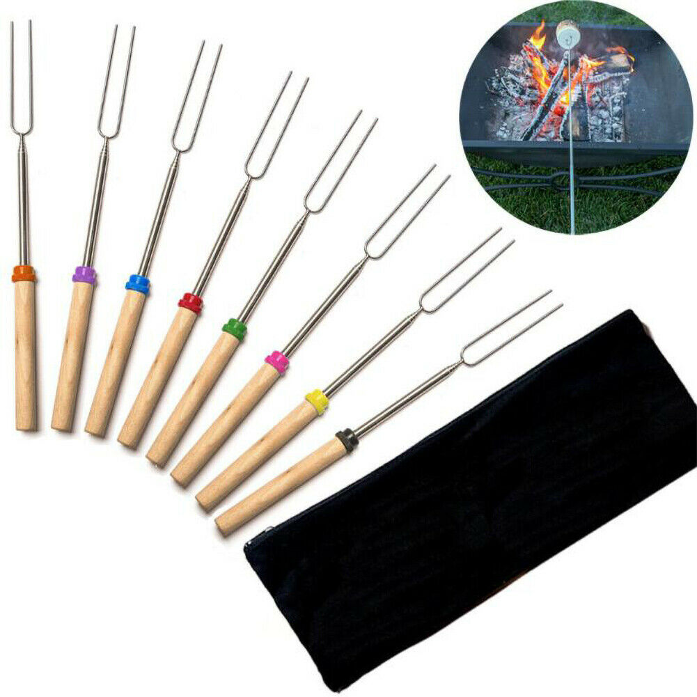 Stretch 8pc Barbecue Marshmallow Roasting Sticks Telescoping Fork