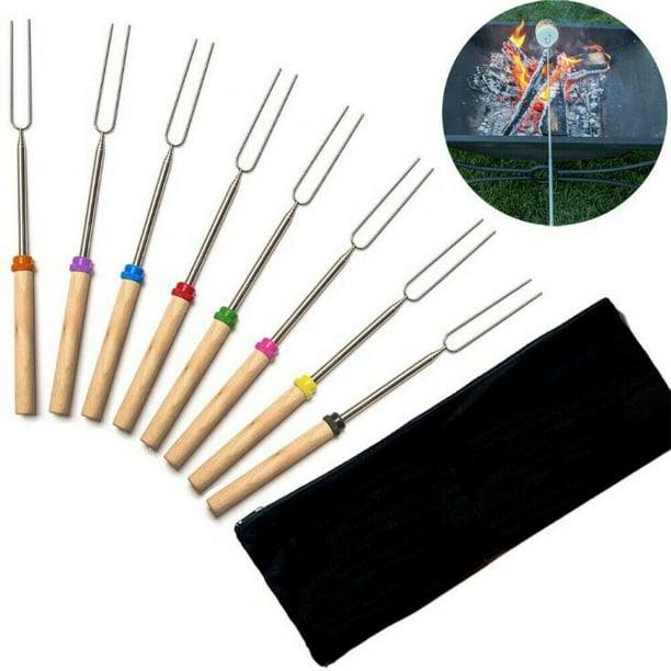 Stretch 8pc Barbecue Marshmallow Roasting Sticks Telescoping Fork